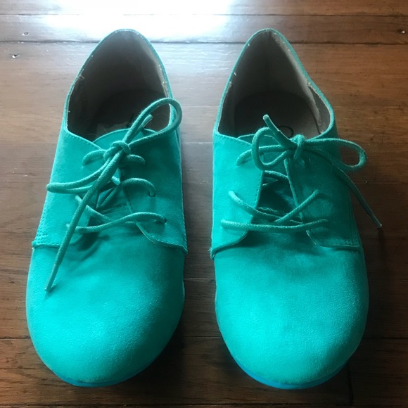 Bakers Shoes - Bakers suede oxford shoe lace up green teal 6 1/2